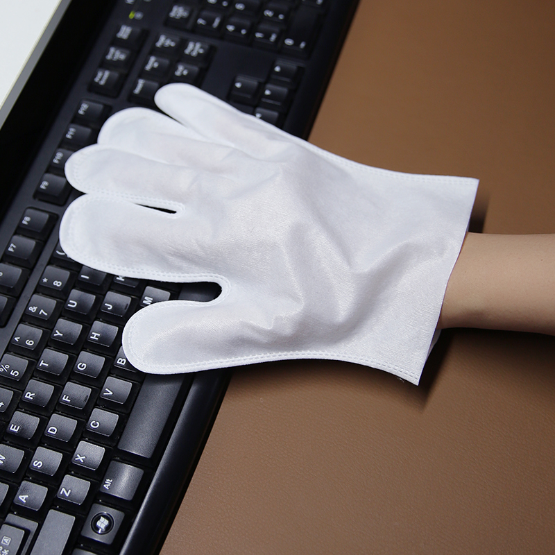 Basa at tuyo na paggamit, viscose at polyester spunlace disposable nonwoven glove